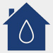 an icon of a house with a water droplet within